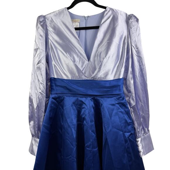 New Castlecore TS Couture Colorblock Blue Maxi Gown Puff Sleeve Evening HOCO - Picture 2 of 16